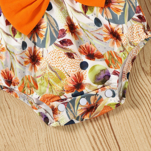 Conjunto de Romper con Mangas Acampanadas y Estampado Floral para Niñas - Image 9