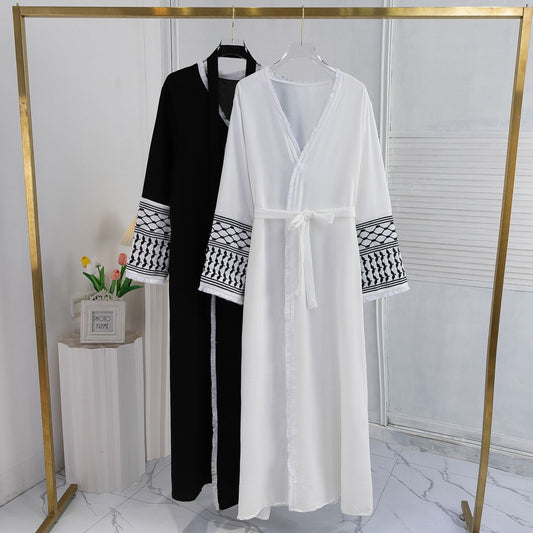 Cardigan Elegante con Bordados para Vestido Musulmán Mujer
