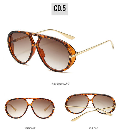 Retro aviator sunglasses with bright black frames, vibrant orange lenses, and sleek gold-colored metal temples. - Image 23