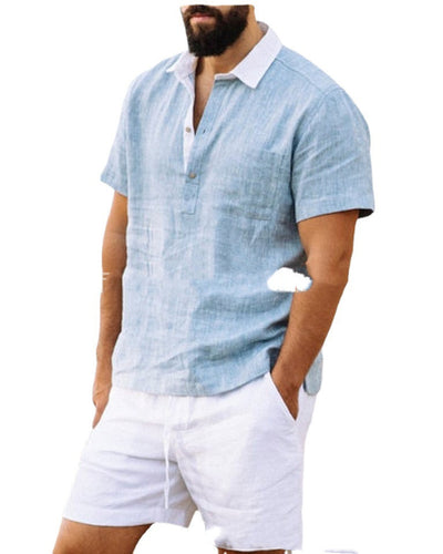 Camisa Casual de Algodón y Lino con Cuello Solapa - Diseño Minimalista - Image 5