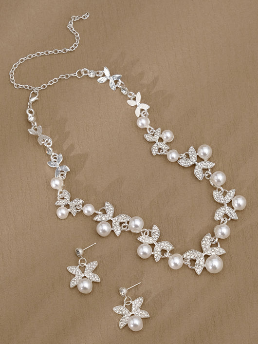 Conjunto de Aretes y Collar con Perlas y Cristales para Mujer - Image 53