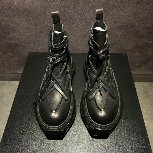 Botas Altas de Cuero Genuino con Plataforma para Hombre - Image 9