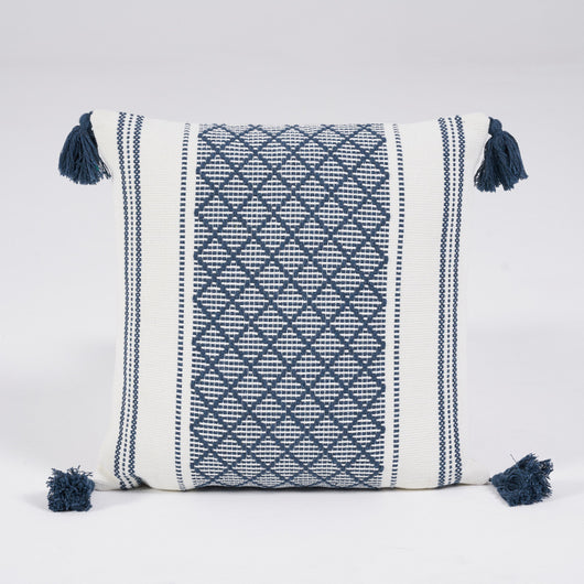 Funda de Cojín Jacquard Tejido Geométrico con Borlas - Image 9