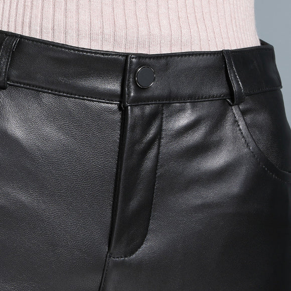 Pantalones Slim de Cuero Genuino Sheepskin