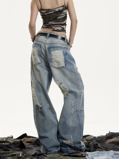 Jeans Vintage Rotos Cintura Alta Mujer Efecto Desgastado - Image 3
