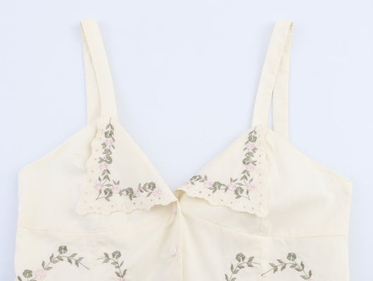 Blusa de Tirantes Bordada en Popelina - Estilo Europeo Minimalista - Image 3