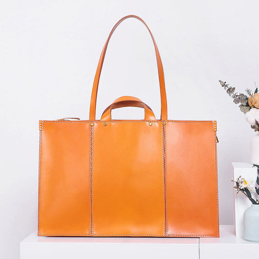 Bolso de Cuero Curtido Vegetal Estilo Retro Europeo Americana Gran Capacidad - Image 2