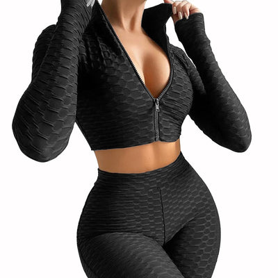 Conjunto Deportivo Casual para Mujer - Sudadera y Pantalón Yoga en Colores Sólidos - Image 10