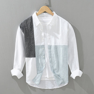 Camisa Manga Larga con Contraste de Colores para Hombre
