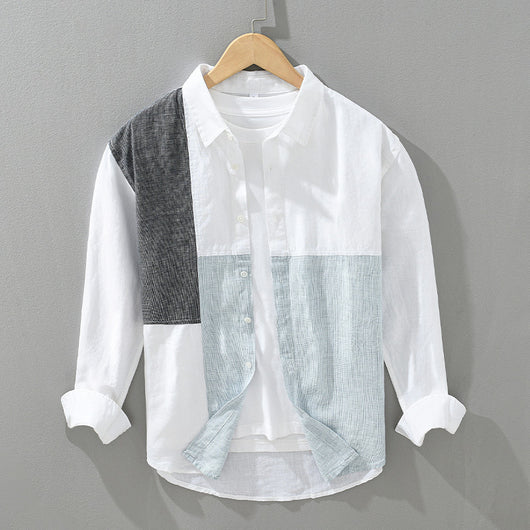 Camisa Manga Larga con Contraste de Colores para Hombre