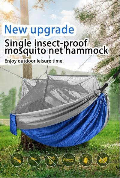 Hamaca Camping Doble Portátil con Red Antimosquitos y Correas para Árboles - Image 14