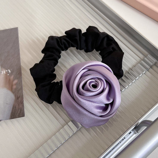 Anillo para Cabello de Satén con Rosa Hecha a Mano - Alta Elasticidad - Image 20