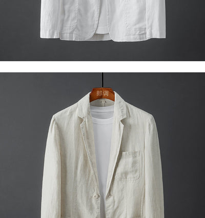 Traje de Lino Liso para Hombre - Primavera y Verano - Image 9