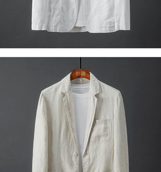 Traje de Lino Liso para Hombre - Primavera y Verano - Image 9