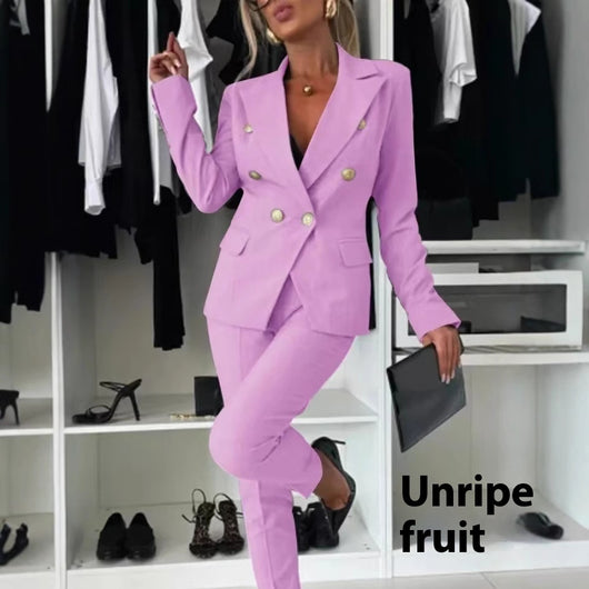 Blazer Doble Botonadura Slim con Pantalón Deportivo Mujer - Image 4