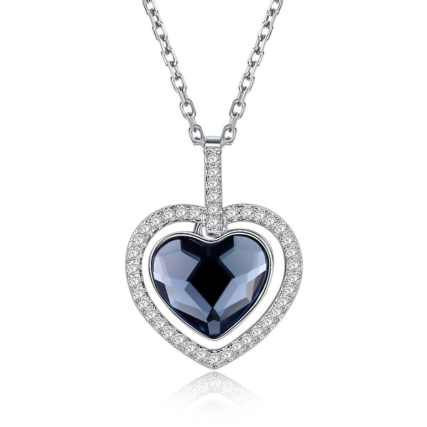 Collar de Cristal para Mujer con Corazón de Diamante en Plata Esterlina S925