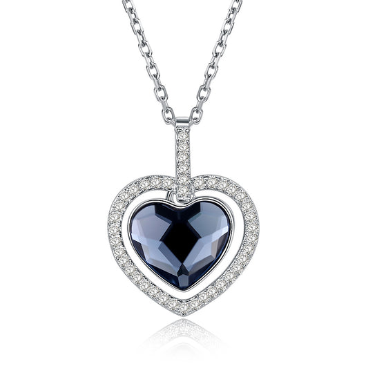 Collar de Cristal para Mujer con Corazón de Diamante en Plata Esterlina S925 - Image 2
