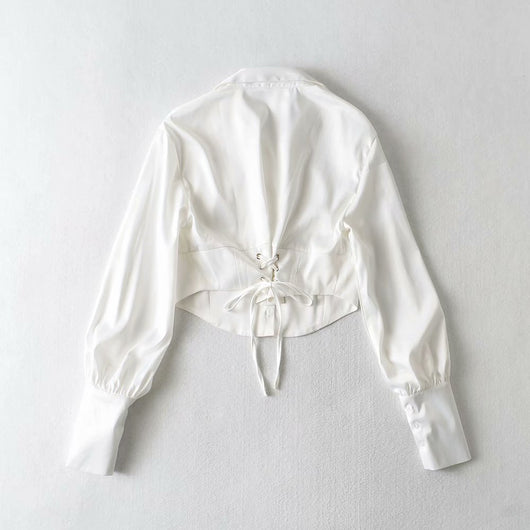 Blusa Ejecutiva con Cintura Anudada y Mangas Globo - Image 24