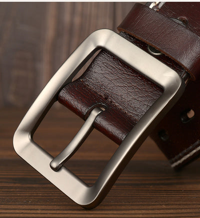 Cinturón de Cuero Genuino Doble Línea para Hombre con Hebilla Japonesa - Image 9