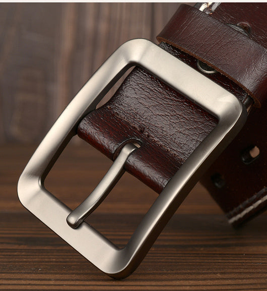 Cinturón de Cuero Genuino Doble Línea para Hombre con Hebilla Japonesa - Image 9