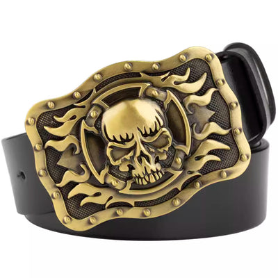Cinturón de Cuero Bovino con Diseño Calavera de Dos Capas - Image 17