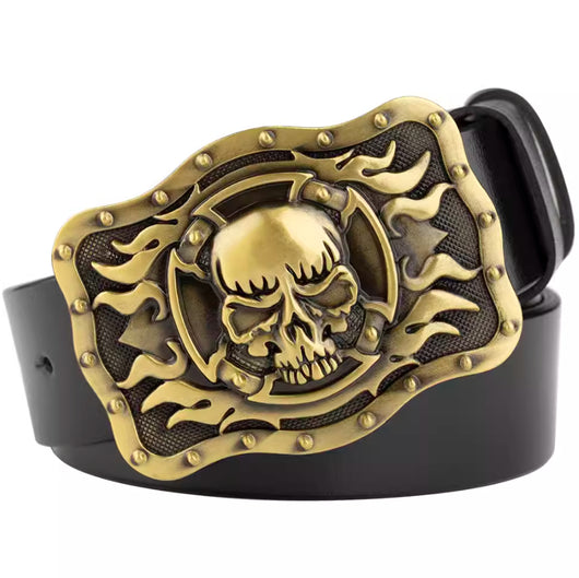 Cinturón de Cuero Bovino con Diseño Calavera de Dos Capas - Image 17