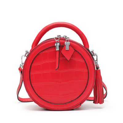 Bolso Redondo de Cuero para Mujer - Mensajero Compacto - Image 4