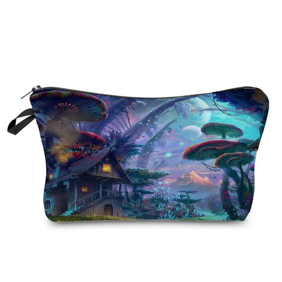 Bolsa de Cosméticos con Estampado de Hongos Fantasy