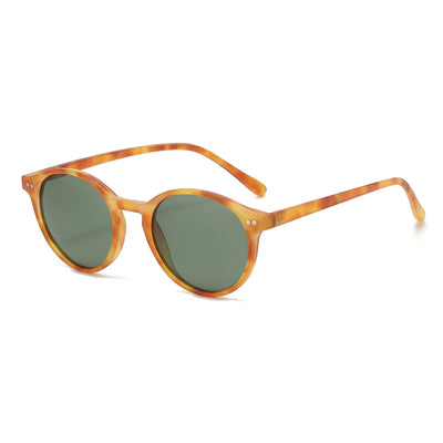 Round black full-rim sunglasses with vibrant blue polarized lenses, ideal for sun protection and fashion. - Image 10
