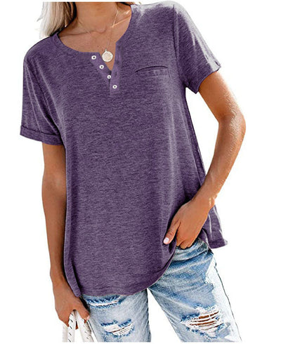 Camiseta Holgada de Cuello Redondo en Colores Sólidos - Image 13