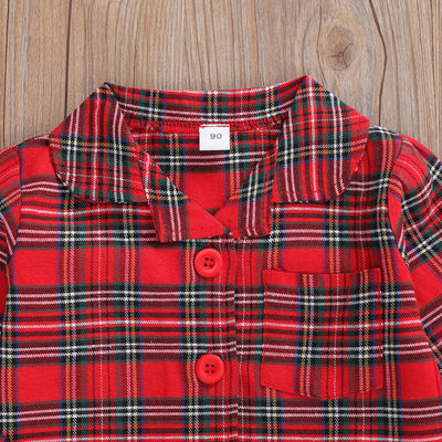 Traje Infantil Estilo Occidental a Cuadros Rojo - Image 4