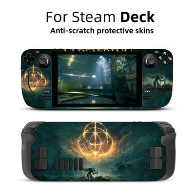 White marble pattern anti-scratch protective skin applied to the front and back of a Steam Deck gaming console. - Image 6
