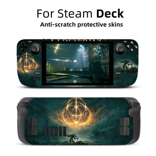White marble pattern anti-scratch protective skin applied to the front and back of a Steam Deck gaming console. - Image 6