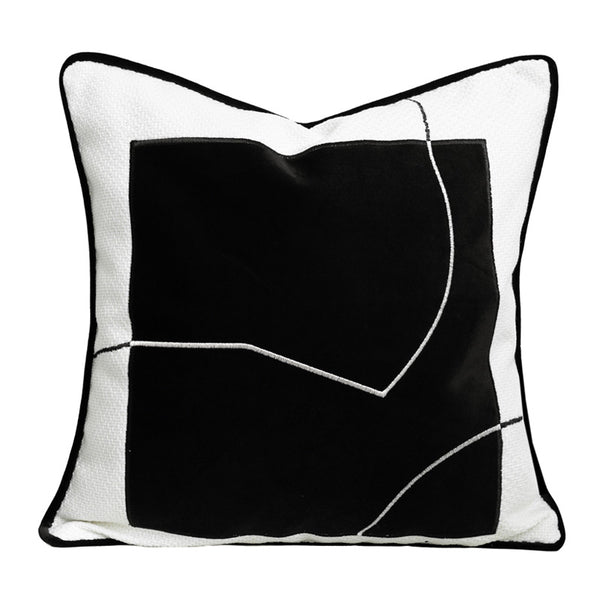 Cojín de Sofá de Algodón y Lino Tejido - Diseño Moderno Blanco y Negro - Image 5