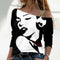 Blusa Casual Estampada con Cuello Diagonal Trendy