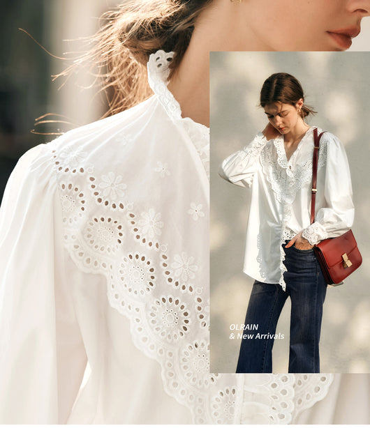 Blusa Blanca de Encaje Estilo Francés con Manga Larga para Mujer - Image 17