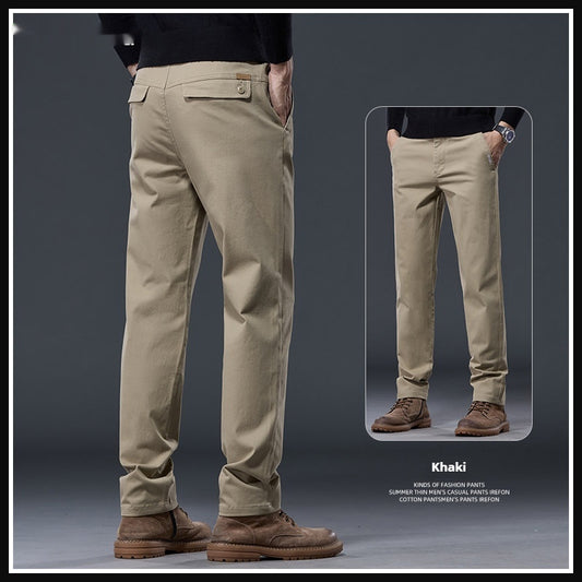 Pantalones Casuales de Algodón Puro con Stretch - Corte Recto Relajado para Hombre - Image 2