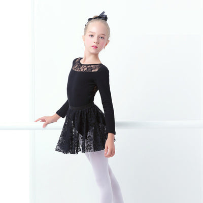 Vestido de Danza Manga Larga en Algodón Negro para Niñas - Image 4