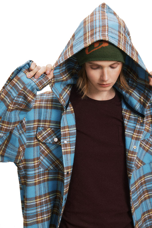 Camisa Cuadros Suelta con Capucha - Cardigan Retro Casual Europeo - Image 7