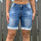 Shorts de Mezclilla Azul Claro Cintura Alta Talla Grande
