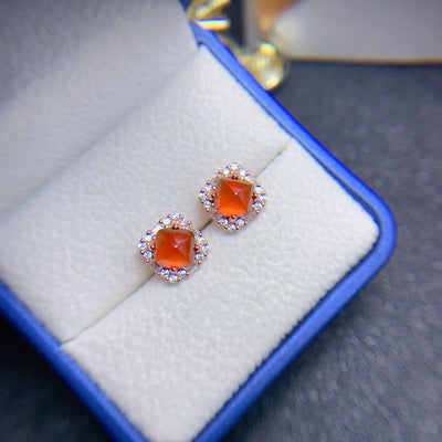Aretes de Plata 925 con Granate Natural e Incrustaciones de Diamante - Image 10