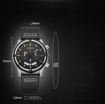 Reloj de Pulsera Multifuncional para Hombre con Correa de Cuero, Resistente al Agua y Esfera Grande - Image 6
