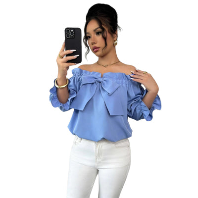 Blusa Cuello Barco con Volantes y Detalle de Moño - Image 5