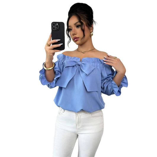 Blusa Cuello Barco con Volantes y Detalle de Moño - Image 5