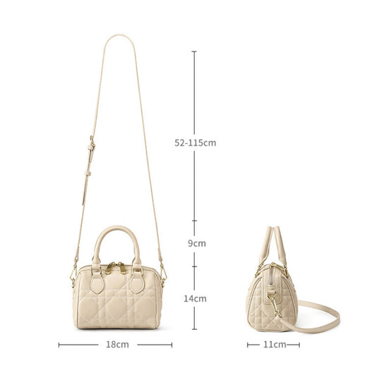 Bolso Mensajero Boston de Cuero Genuino con Diseño Rombo - Image 8