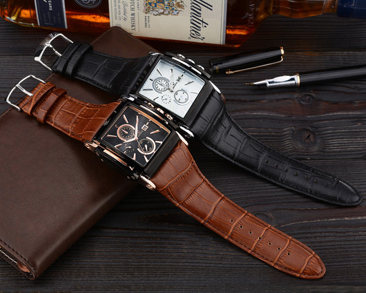 Reloj Pulsera de Cuero Cuadrado para Hombre - Image 9