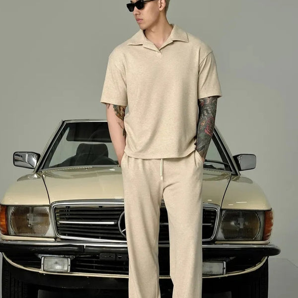 Conjunto Casual Hombre: Camiseta Polo Manga Corta y Pantalón
