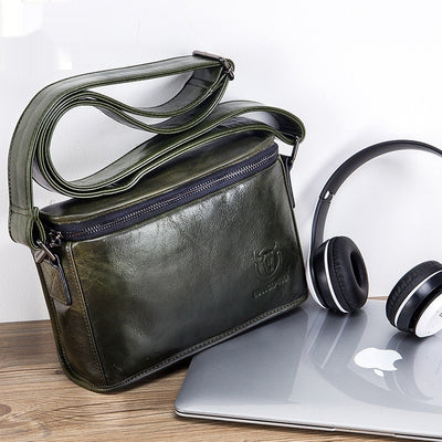 Bolso Bandolera Cuero Hombre Pequeño Cuadrado Horizontal - Image 7