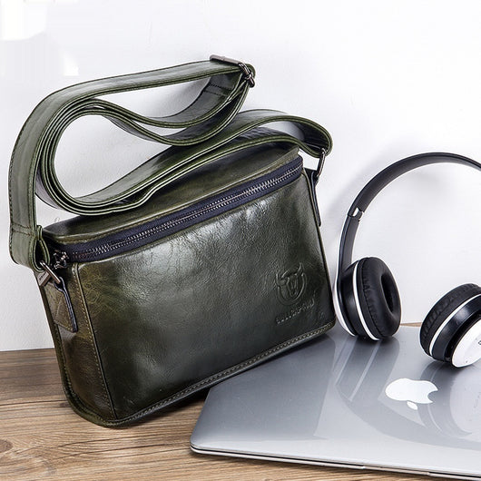Bolso Bandolera Cuero Hombre Pequeño Cuadrado Horizontal - Image 7