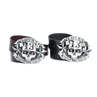 Cinturón de Cuero para Hombre con Hebilla Calavera Skateboard - Image 5